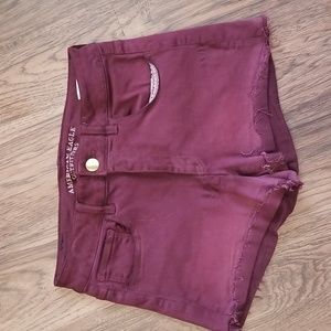 American Eagle Super Stretch Size 8 Burgundy Fade High Rise Shorts